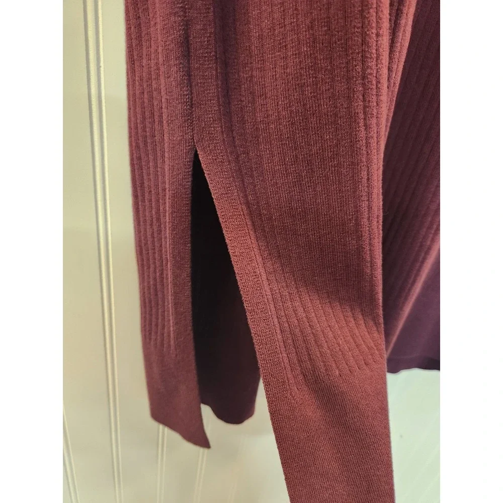 Talbots Women's Burgundy Open Knit‎ Long Cardigan Sweater Size L Preppy Career